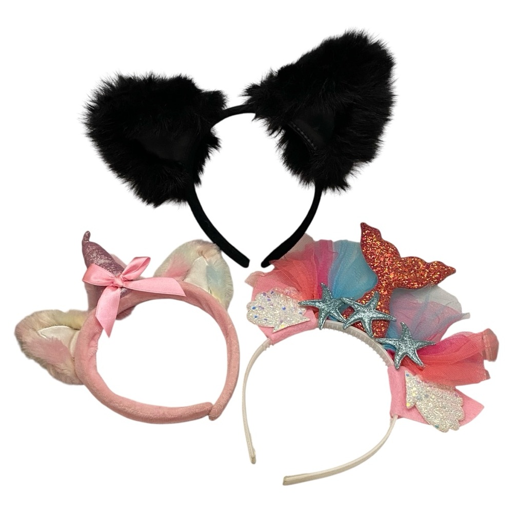 Kids Fantasy Headbands Cat Unicorn Mermaid Glitter Dress Up Girls Party Whimsy